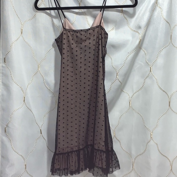 NWT REBELLIOUS BLACK & NUDE POLKA DOT MINI DRESS - Picture 3 of 4